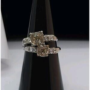 Romega Sterling Silver Pair Of Vintage Cocktail Rings SZ. 6